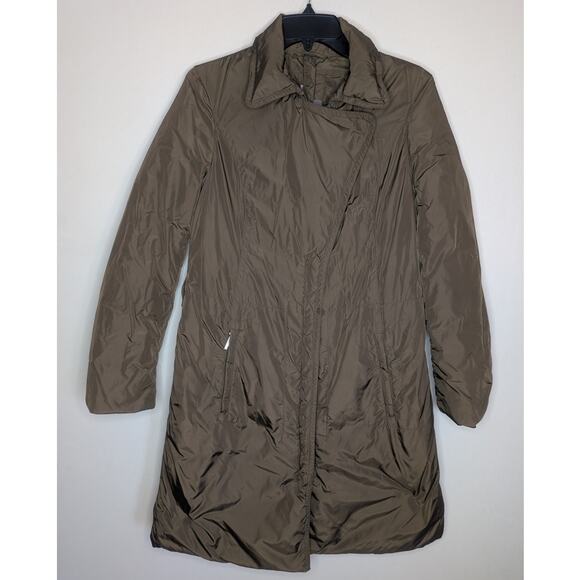 Add Down Long Goose Down Puffer Jacket in Olive Taupe, Size 4 - Picture 4 of 10